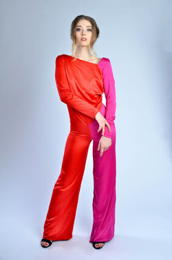 Pink and Red Jumpsuit